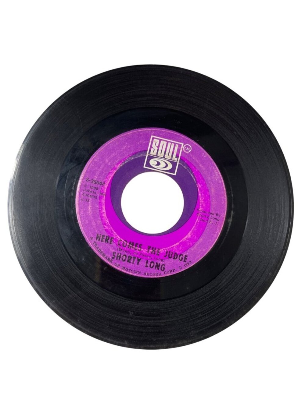 Shorty Long "Here Comes The Judge" 45 RPM Soul Label 1968 Vinyl Record R93